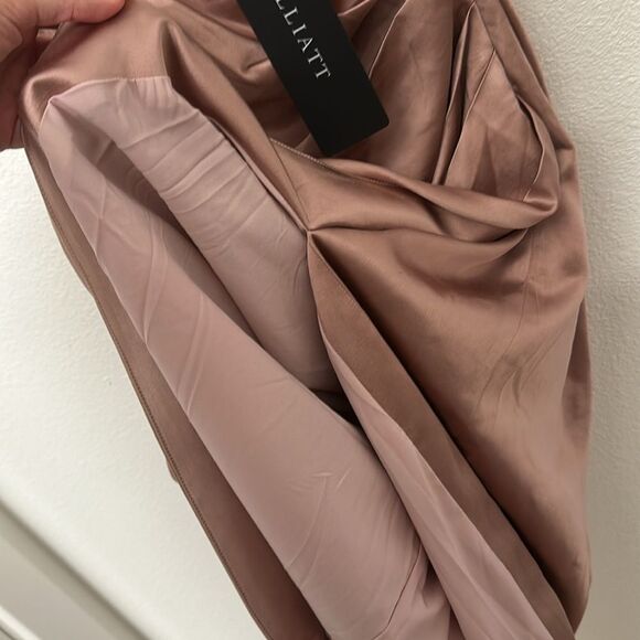 Elliatt Cassini Dusty Pink One-Shoulder Cocktail Dress Asymmetrical Ruched - Picture 11 of 12